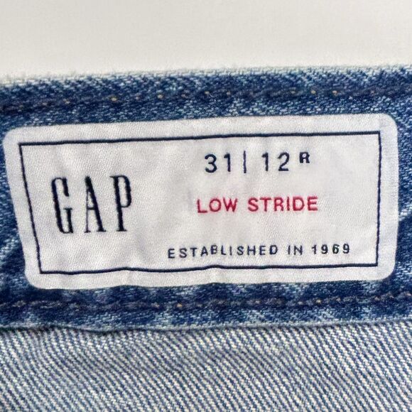 Gap Low Rise Stride Jeans Medium Blue Wash Wide Straight Leg Relaxed Denim sz 31 - Picture 9 of 12